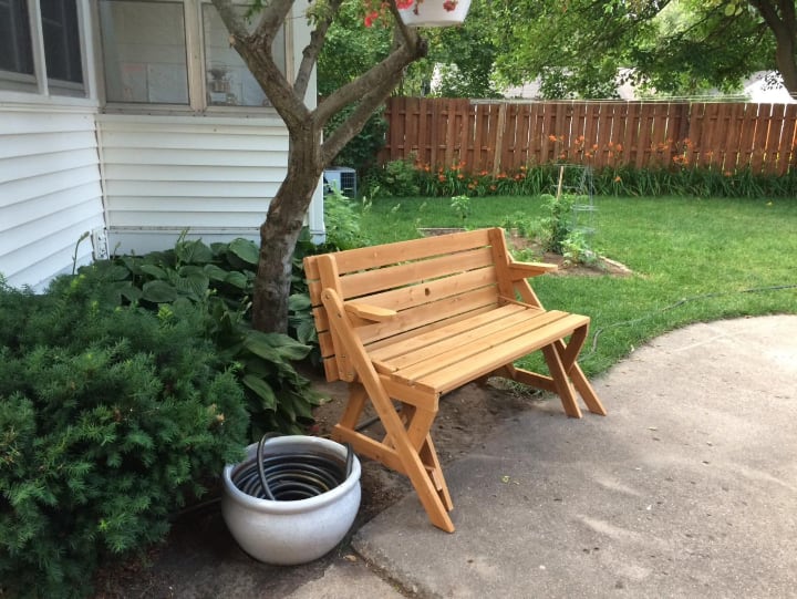 banco de picnic de jardín plegable portátil que se convierte en mesa